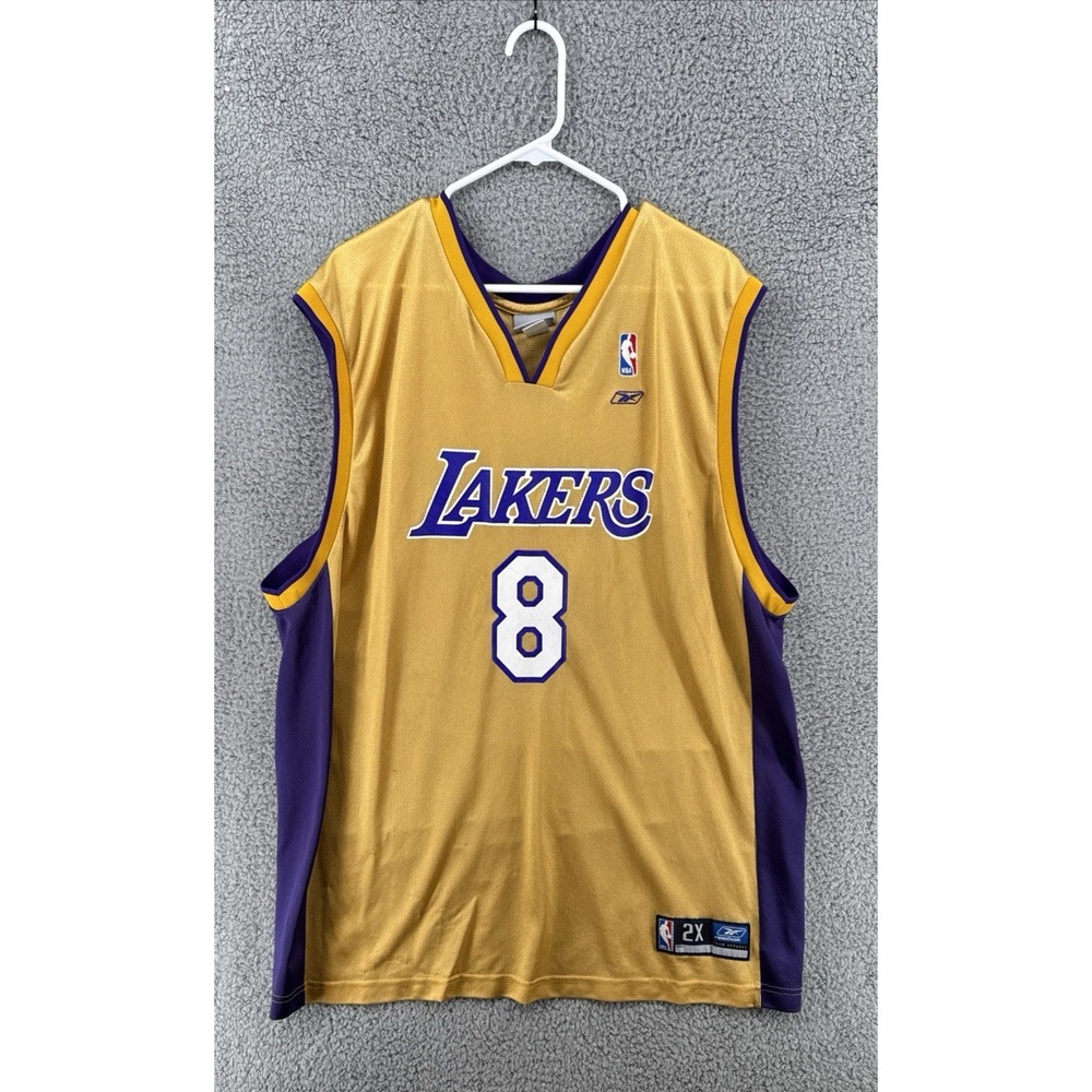Vintage Kobe Bryant #8 Los Angeles Lakers Jersey Reebok NBA‎ Men's 2XL Gold